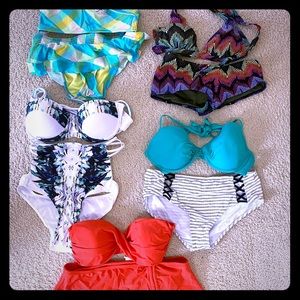 Top, blazer, bikini suit, shorts